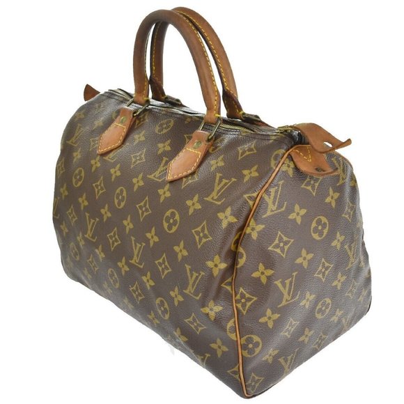 Authentic LOUIS VUITTON Speedy 30 Travel Hand Bag Monogram Leather Brown - Picture 9 of 14